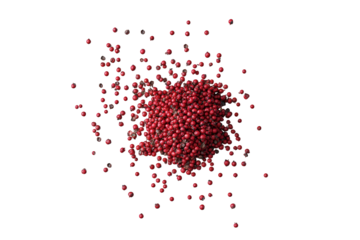 Dense cluster of red peppercorns isolated on transparent background, showcasing their vibrant color and texture, ideal for culinary or spicerelated designs and presentations