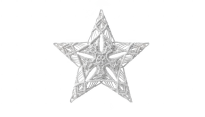 White Macrame Star Ornament on White Background
