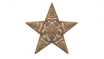 Woven Rattan Star Ornament Decoration on White Background