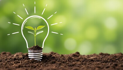 Bright green sprout growing inside light bulb, symbolizing eco-friendly innovation and sustainable energy solutions now