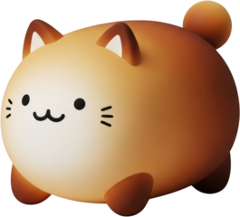 A Round Cartoonish Orange And White Cat Shaped Figure With A Smiling Face Pointed Ears And A Small Tail Isolated On A Transparent Background Cute Animal Character Illustration Toy