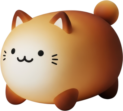 A Round Cartoonish Orange And White Cat Shaped Figure With A Smiling Face Pointed Ears And A Small Tail Isolated On A Transparent Background Cute Animal Character Illustration Toy