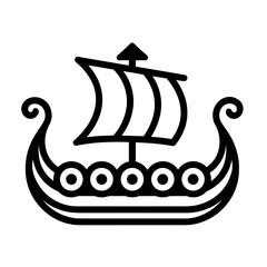 Ancient Nordic Boat Viking Ship Icon