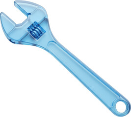 Obraz premium A Detailed Translucent Blue Adjustable Wrench With Visible Internal Mechanism Isolated On A Pure Transparent Background Tool Mechanical Equipment Engineering Construction Hardware