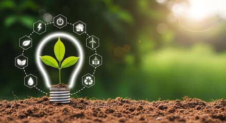 Embrace sustainable living with this sprout in a lightbulb promoting clean energy and a brighter ecological future