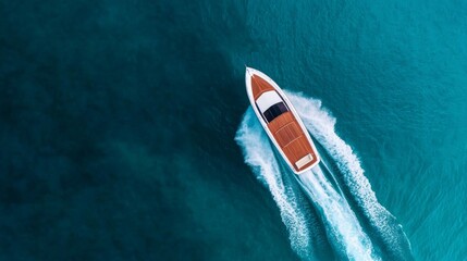 Speedboat Aerial Turquoise Ocean, Wake Trails, speedboat , yacht