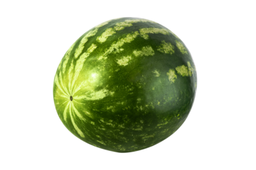 Fresh ripe watermelon isolated on transparent background, perfect for design, food concepts, summer themes and healthy nutrition ideas.