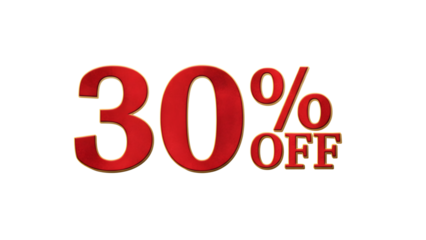 30 Percent Off Discount Label on Transparent Background for Sales and Marketing Promotions