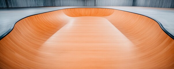Wood Skate Bowl Abstract Curves and Light, Skatepark, Concrete