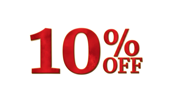 10 Percent Off Discount Label on Transparent Background for Sales and Marketing Promotion