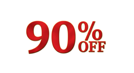 90 Percent Off Discount Label on Transparent Background for Promotions and Marketing