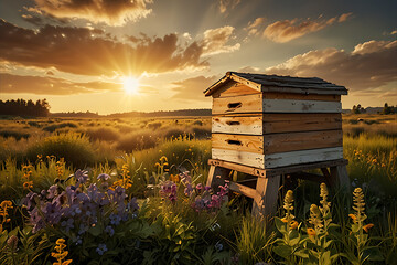 wooden house in the honey