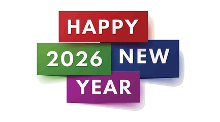Happy 2026 new year text on colorful blocks, isolated on