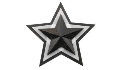 Black Wooden Star With Layered Design on White Background
