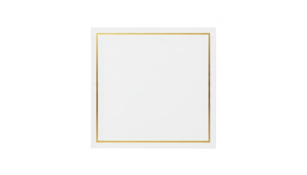 Elegant White Card With Gold Frame Border on White Background