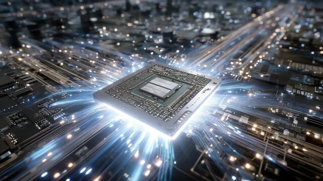 16Hyperdetailed GPU with visible texture of metal, screws, and circuitry, surrounded by glowing airflow particles
