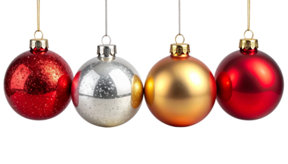  Set of Colorful Christmas Baubles PNG