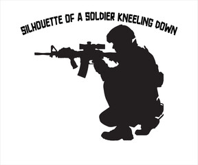 Silhouette of a Soldier Kneeling with Rifle