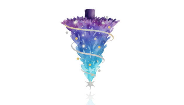 Abstract Watercolor Christmas Tree With Decorations and Star - Powered by Adobe