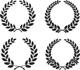 Create black laurel wreath, black wreaths award, achievement, heraldry, nobility. award laurel wreaths and branches vector illustration on white background