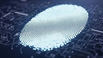 Secure biometric authentication motion graphic with glowing fingerprint scan for futuristic technology concepts, data privacy, and identity verification - Powered by Adobe