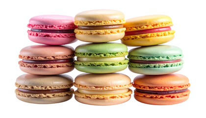 Fototapeta premium Untitled design - Stack of Colorful Macarons PNG