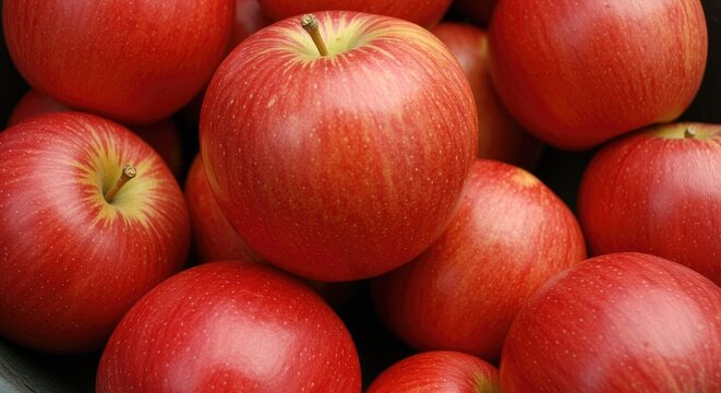 Ripe red apples piled together for a healthy snack and food photography - Powered by Adobe