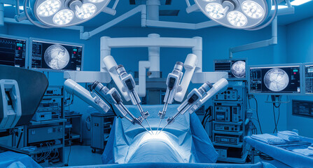 Advanced robotic surgery system in a modern operating room