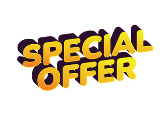 Bold, colorful text displaying a special offer with a 3D