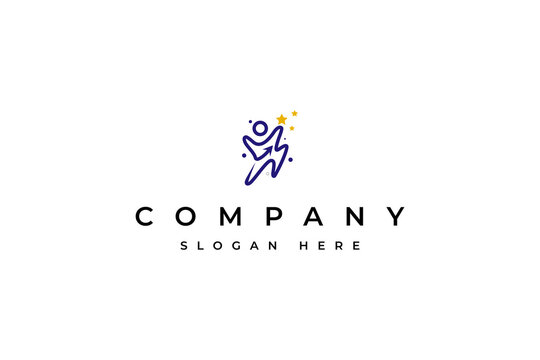 Human growing up with arrow stars logo icon design for business, financial, education logo template