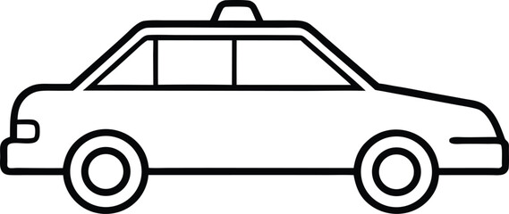 Simple Line Art Icon of a Taxi Cab with a Light on Top