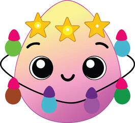Egg character with festive lights