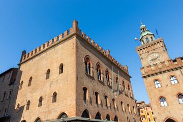 Palazzo dei Notai, a historic building, showcases stunning Gothic architecture in Bologna. It is located by the Basilica of San Petronio, representing the Guild of Notaries.