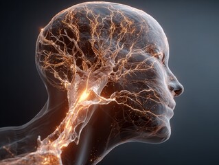 Human Head Profile with Illuminated Neural Network