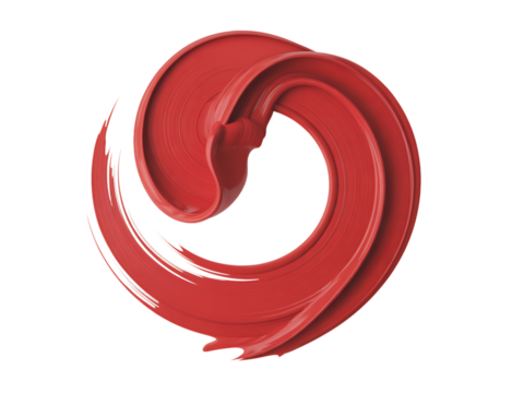 Red lipstick smear isolated on transparent background in a studio shot, beauty concept