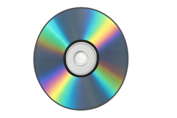 Close-Up of Compact Disc (CD or DVD) Isolated on White Background.
