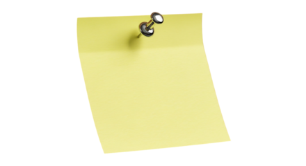 Sticky note with thumbtack on black background