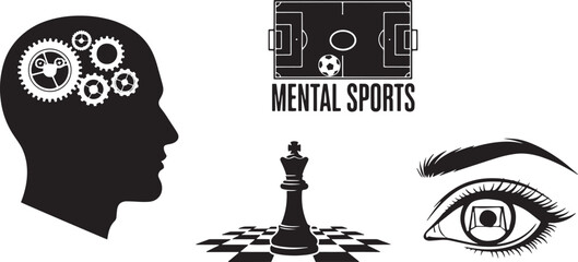 Mental sports brain activity sports chess and strategic mind game conceptual vector
