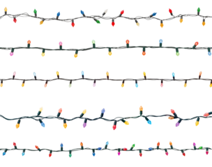 wire with glowing colored bulbs on a transparent background isolated
