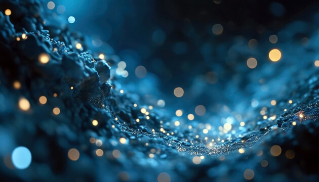 Twinkling starry night sky with sparkling lights and bokeh effect