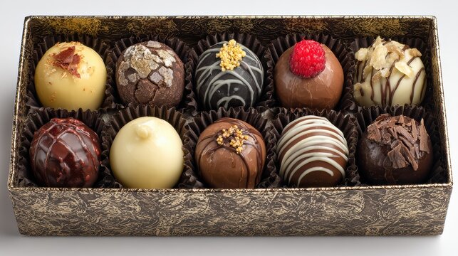 Gourmet chocolate truffles in elegant gift box - Powered by Adobe