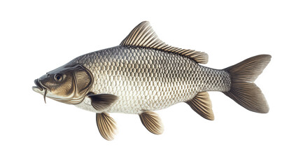 Carp isolated on transparent background, a freshwater fish known for its adaptability and widespread distribution, often found in rivers, lakes, and ponds globally
