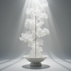 Artistic Smoke Sculpture, Abstract Design, Modern Studio, Photography, Minimalist Environment, Close-Up View, Contemporary Concept