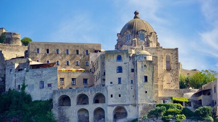 Aragonese Castle, a Stunning medieval landmark in the town of Ischia Ponte on the Island of Ischia...