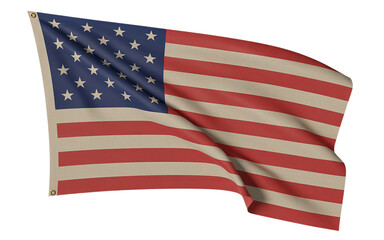 American flag waving on a black background