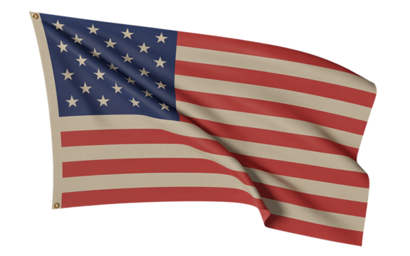 American flag waving on a black background