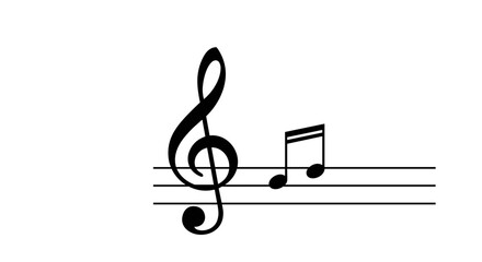 Musical note on stave isolated on for music related design use