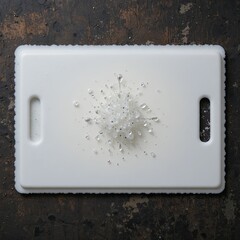 Action-Packed Food Preparation, Cutting Board, Kitchen, Photo, Dynamic Environment, Top View, Culinary Creativity