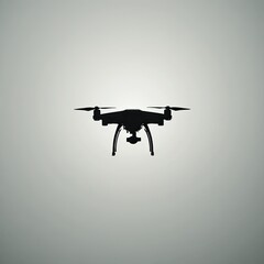 Drone Action in Silhouette Against White Background | Technology Photography | Minimalist Design