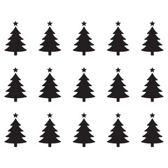 Obraz premium Fifteen Simple Christmas Tree Silhouette Icons with Star Topper